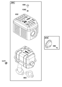Exhaust Group Diagram and Parts List for 83132-1172-H5  Briggs and Stratton Engine